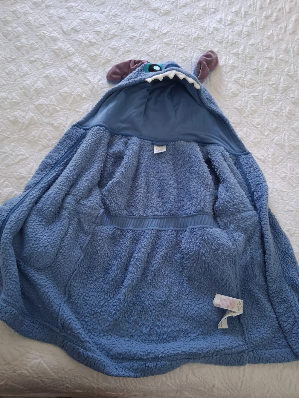 Disney Collection Kids' Blue Plush Cozy Hooded Robe Tie Belt Pockets Sz 4 Years
